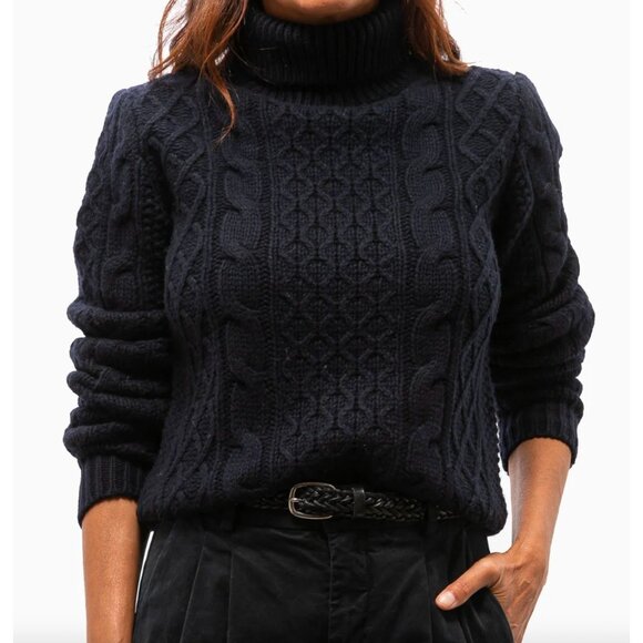 Nili Lotan Navy Blue Andrina Cable knit Sweater - Size S - Picture 1 of 6